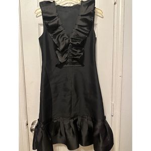 Carolina Herrera, Black Silk Ruffle Dress, Side Zip, Fully Lined, Size 6